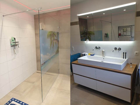 Titelbild Bad mit Walk-In-Dusche und innovativem Lichtkonzept