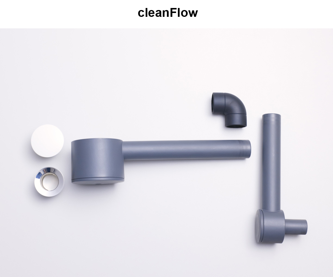 Abflussgarnitur Siphon cleanFlow Einzelteile